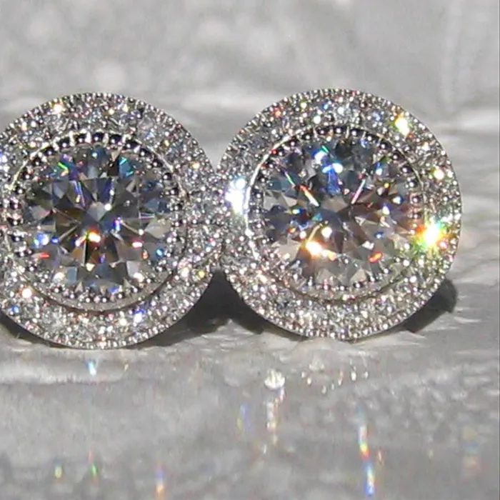 Authentic Huitan Delicate Small Round Stud Earrings Women with Shiny Cubic Zirconia Simple Versatile Accessories for Teens Jewelry