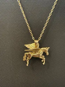 Authentic Celestial Pegasus Gold‑Plated Amulet – 60 cm Enchanted Necklace