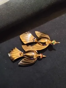 Authentic Two Vintage Pegasus CORO GOLD-PLATED BROOCH DOVES MARKED CORO 2.5" long