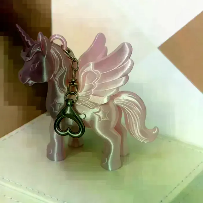 Authentic Htf Pink Pegasus Keychain 3D Printed Bag Heart Clasp Backpack Pendant Keyring