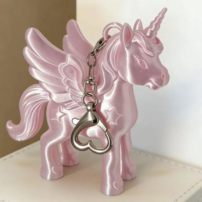 Authentic Pink Pegasus Keychain 3D Printed Bag Heart Clasp Backpack Pendant Keyring