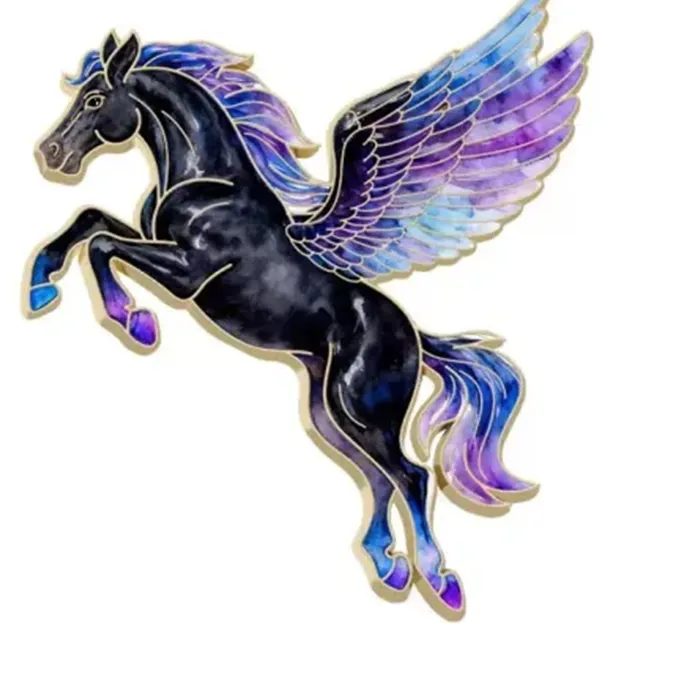 Authentic Winged Guardian: Empowering Enamel Pegasus Pin for Protection and Courage