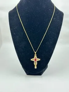 Authentic Camrose & Kross JBK Jackie Kennedy Gold-Plated Rhinestone Cross Necklace