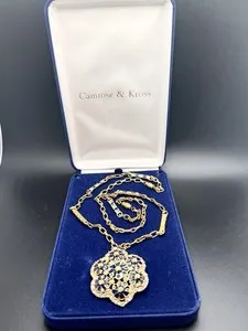 Authentic Camrose & Kross JBK JAQUELINE KENNEDY Gold Plated Necklace Brooch/Pendant Set