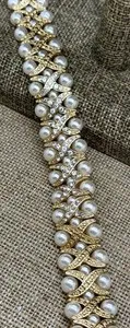 Authentic CAMROSE & KROSS JBK Jacqueline Kennedy gold PLATED CRYSTAL PEARL BRACELET Nib