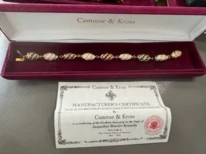 Authentic Camrose & Kross JBK Jacqueline Kennedy Gold Plated Royal Egg Bracelet + COA BOX