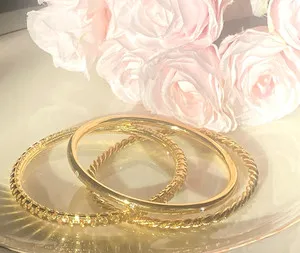 Authentic Camrose & Kross JBK Jaqueline Kennedy 24kt Gold Plated Bangle Bracelet Set Vtg