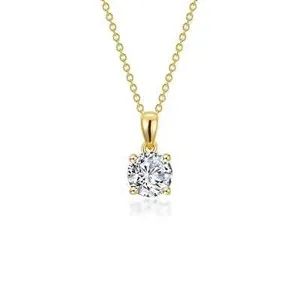 Authentic BRAND Lafonn Gold Plated 1.50 CTW 4-Prong Solitaire Necklace N0306CLG20