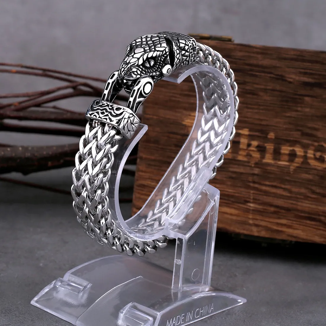 Authentic Nordic Snake Head Bracelet Creative Multi Layer Chain Ouroboros Wristband Men Punk Hip Hop Jewelry