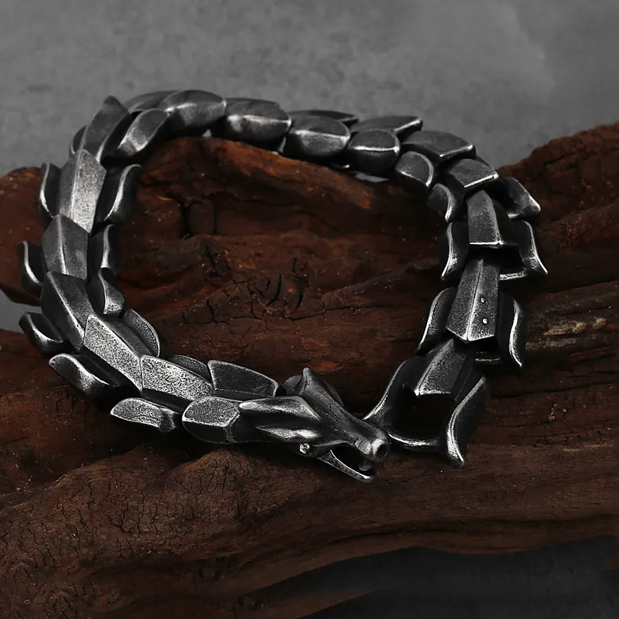 Authentic Vintage Viking Bracelet Men's Biker Nordic Vikings Dragon Bracelets Odin Amulet Ouroboros Jewelry Gifts