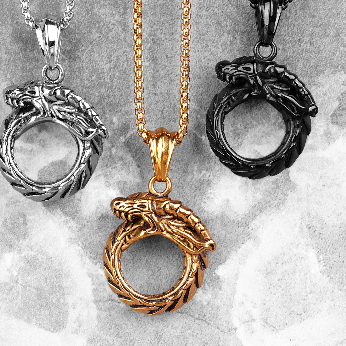 Authentic Eternal Serpent Ouroboros Pendant- Gold- Plated Alchemical Amulet Of Infinite Renewal