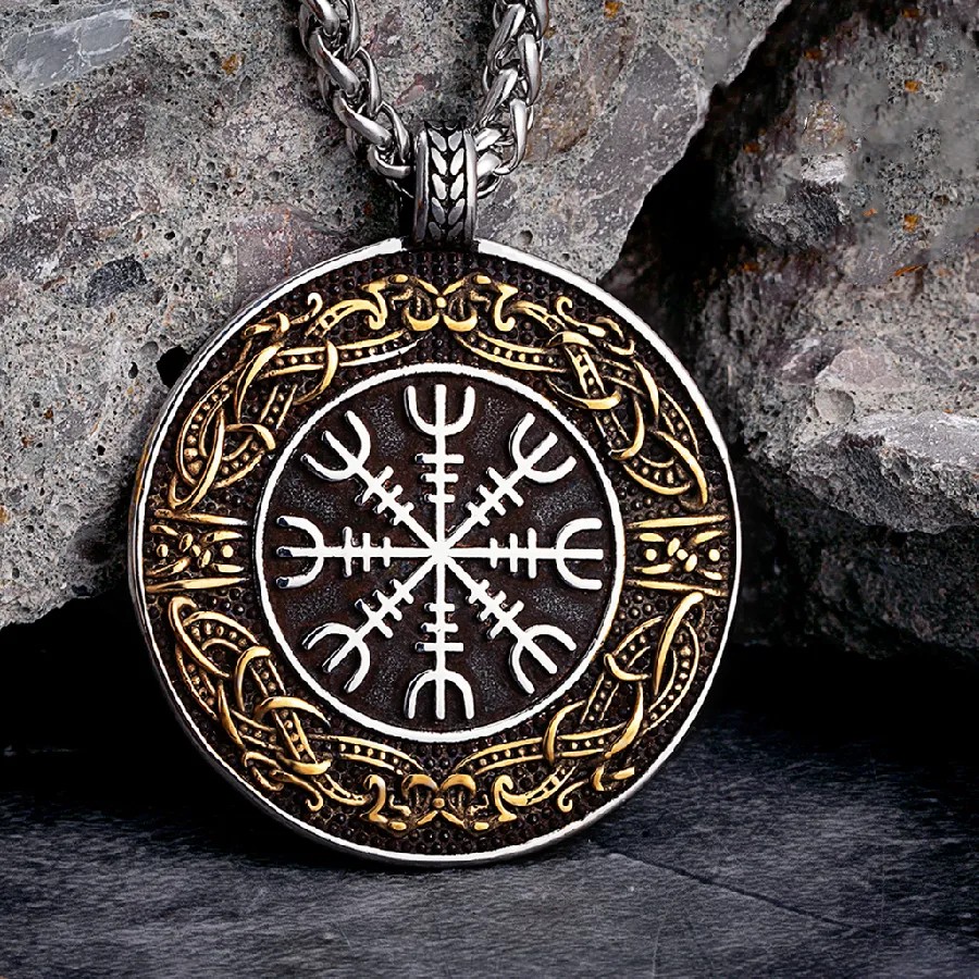 Authentic The Infinite Cycle: Ouroboros Vegvisir Rune Compass Amulet
