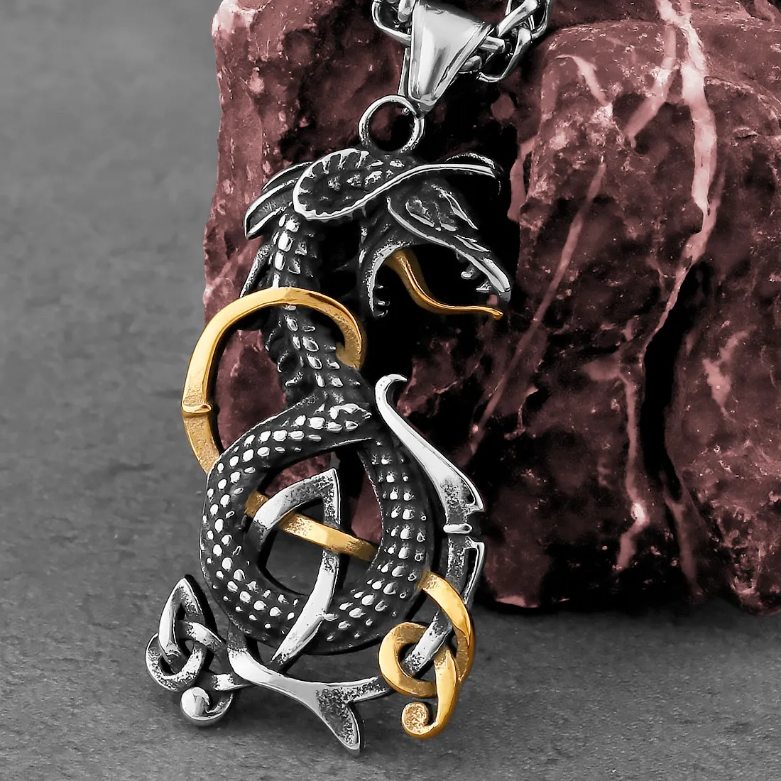 Authentic Dragon's Eternal Cycle: Nordic Ouroboros Amulet of Odin