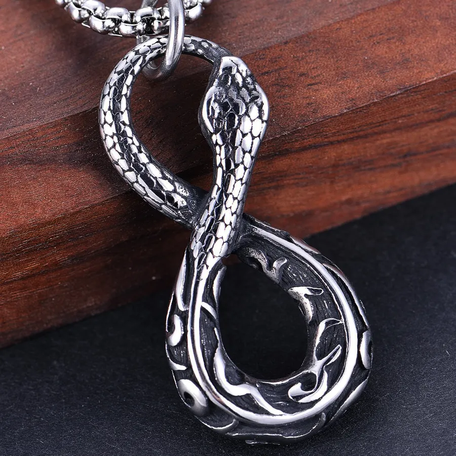 Authentic Nordic Retro Viking Ouroboros Pendant Necklace Biker Snake Necklace Men Women Jewelry Gifts Chain