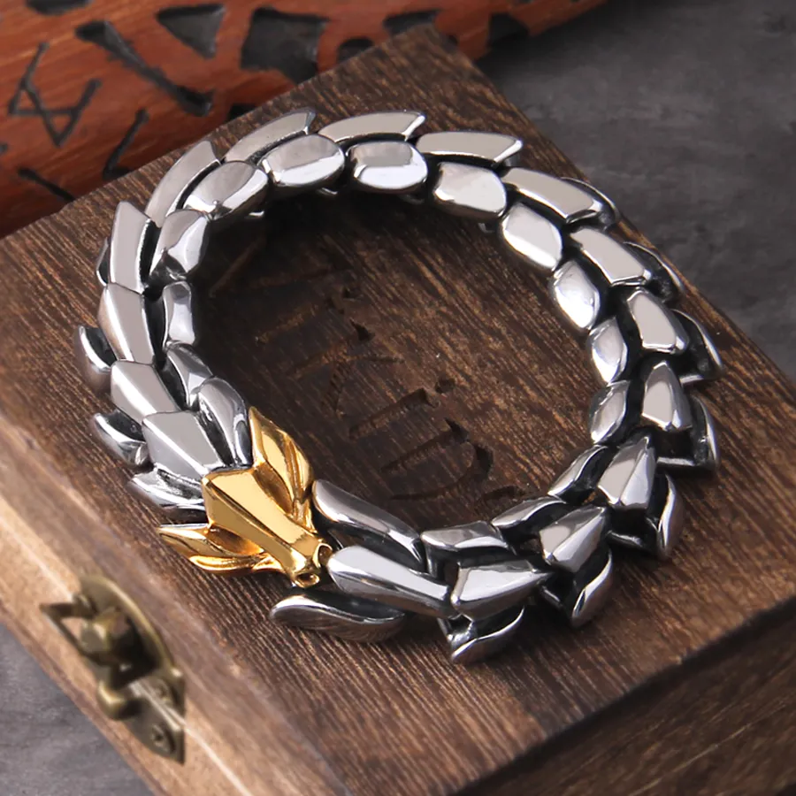 Authentic Viking Ouroboros vintage punk bracelet for men Jewelry hippop street culture