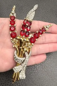 Authentic The Crimson Bloom: A Monumental Gold-Plated Botanical Talisman