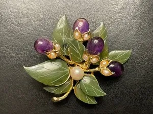Authentic The Gilded Garden Amethyst and Jade Floral Talisman