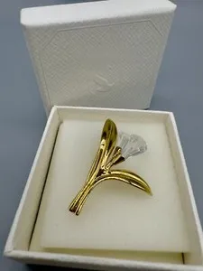 Authentic Ethereal Bloom: Swarovski Crystal Flower Brooch of Abundance and Joy