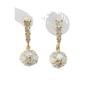 Authentic Blossoming Harmony: 8mm Gold Plated CZ Crystal Bouquet Stud Earrings