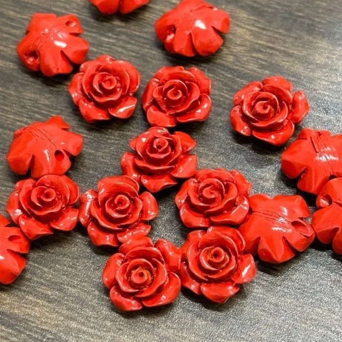 Authentic 10pc Cinnabar Jade 12mm Rose Flower Beads DIY Earrings Bracelets Jewellery Chinese Healing Women Luck Sweater Chain