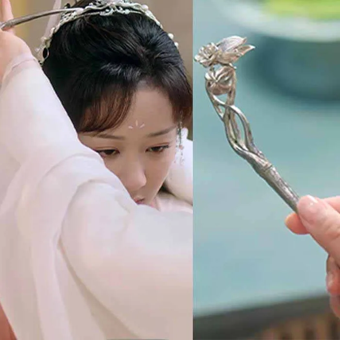 Authentic Designer Thai Silver Hairpin Chinese Style Exquisite Flowers Hair Jewelry Light Classic Hanfu Accessories