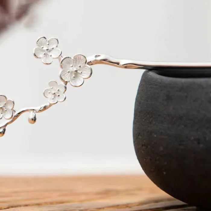 Authentic 925 Thai Silver Classic Plum Blossom Hair Jewelry Vintage court-style in exquisite fresh Hanfu Accessories jewelry