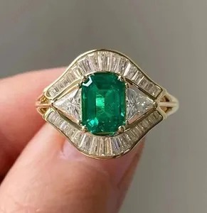 Authentic The Emerald Gaze 14K Gold-Plated Full Finger Armor Ring