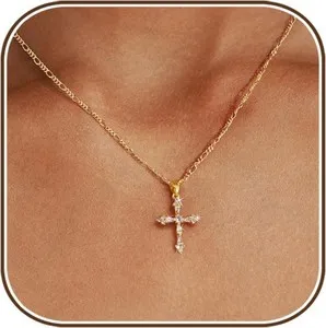 Authentic Celestial 14K Gold‑Plated Dainty Cross Amulet