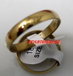 Authentic 4mm Gold Plated Wedding Ring Band Jewelry Ring Size 51-73