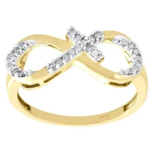 Authentic 14K Yellow Gold Plated Moissanite Diamond Infinity Cross Ring Faith Symbol Ring