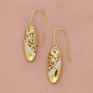 Authentic Radiant Dual-Flame Celestial Dangle Earrings in 14K Two-Tone Gold Plated Silver