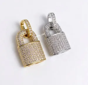 Authentic Certified Lab Grown Diamond Lock Charm Pendants 925 Silver Wear 1.25 inch