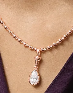 Authentic Celestial Dawn Pendant: 2‑Carat Pear Moissanite in Rose‑Gold