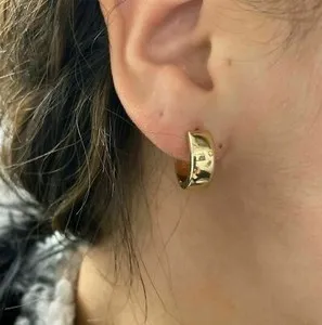 Authentic Radiant Solstice: 14K Gold-Plated Huggie Hoops