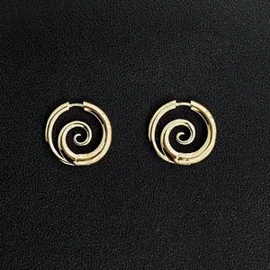Authentic 18K Gold Plated Spiral Hoop Earrings Minimalist Swirl Circle Hoops for women 456