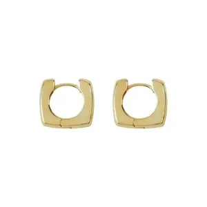 Authentic Celestial Square Huggie Hoops: Geometry of Divine Balance