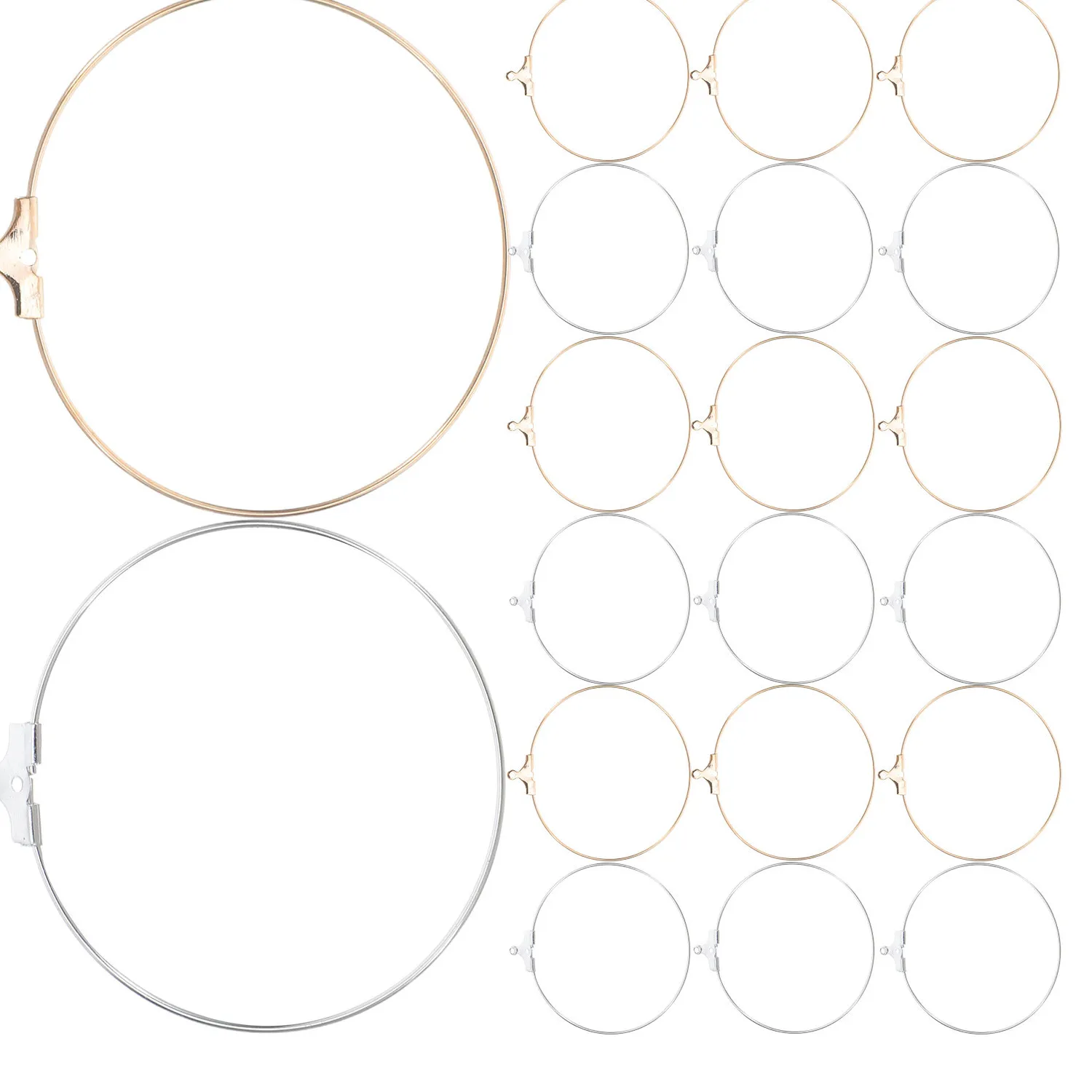 Authentic 80Pcs Round Hoop Earring Findings Metal Beading Hoops for Jewelry Making Accessories DIY Earring Components Metal Hoops