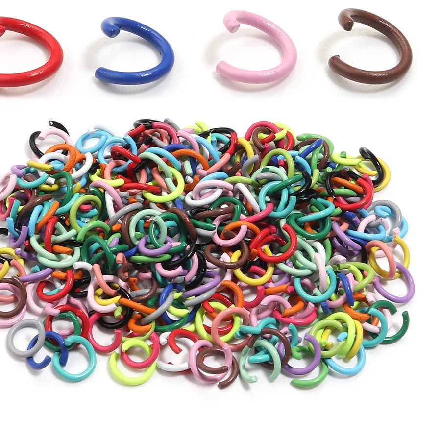 Authentic 200pcs 8mm Open Jump Rings Colorful Metal Iron Split Single Rings Connectors For DIY Jewelry Making Necklace Earrings Keychain