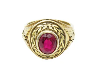 Authentic Courage Embodied: Gold Plated Ruby Ring for the Modern Hero