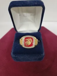 Authentic The Valor Guardian: 14k Gold-Plated Marine Corps Sovereign Ring