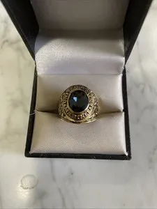 Authentic VTG Gold Plated United States Marines Ring Austrian Crystal SZ 10