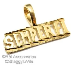 Authentic Semper Fi, Marines Charm / Pendant EP Gold Plated with a Lifetime Guarantee