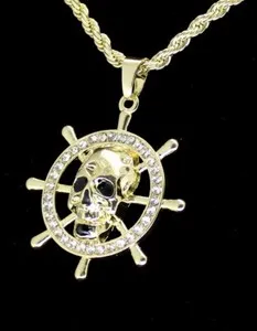 Authentic The Mariner's Skull: 14k Gold Plated Sailor and Rhinestone Talisman