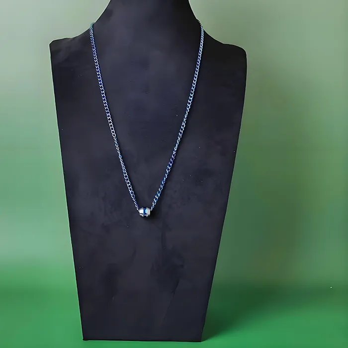 Authentic Minimalist Blue Titanium Chain Necklace - Sailor Jewelry for Him/Her, Hypoallergenic Everyday Wear