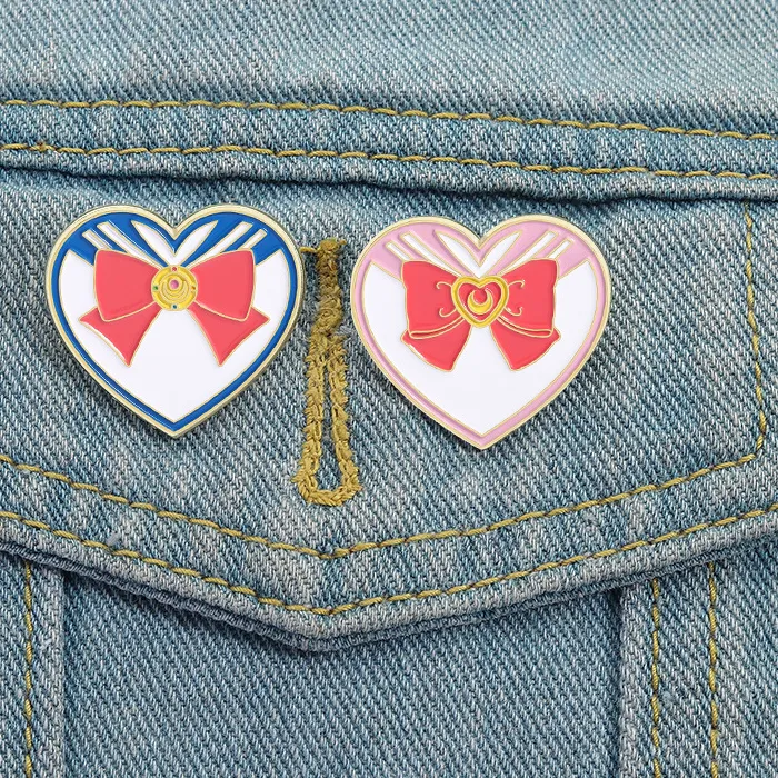 Authentic 1/2pcs/set Cute Anime Girl sailor Bow Enamel Pins Cool Cute Anime Roles Brooch Lapel Badge Accessories Jewelry Gifts