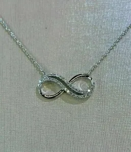 Authentic Round Cut Simulated Diamond Women's Infinite Pendant In 14K White Gold Plated