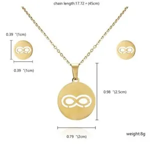 Authentic Gold Plated Pendant Necklace Earrings Lady Wedding Set