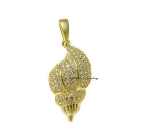 Authentic Guardian of the Pacific: Yellow Gold Plated Hawaiian Conch Sea Shell Pendant