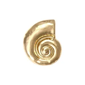 Authentic Large Snail Shell Conch Gold Plated Brooches for Cute Metal Beach Seaside Oce...