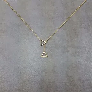 Authentic Double Triangle [GOLD] Plated Necklace Angle Drop Geometry Collar Jewelry